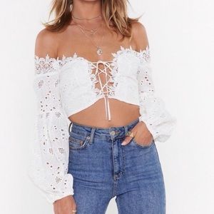 nasty gal lace up crop top